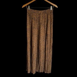 Vintage Paco Soler M/L Leopard Animal Print Crinkle Maxi Skirt Pull On Waist USA
